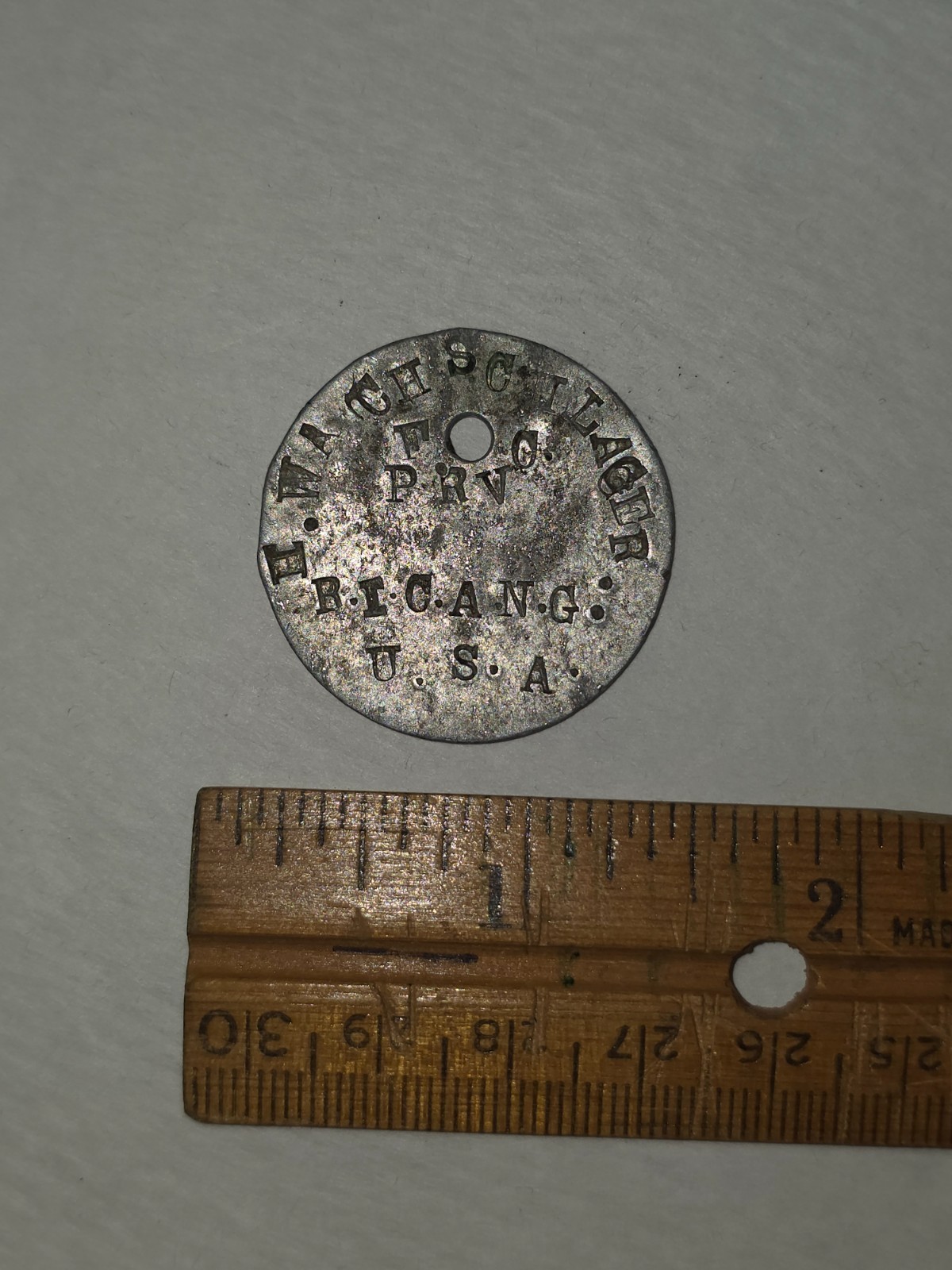 WWI dog tag Coast Artillery Rhode Island RI National Guard CAC US Army