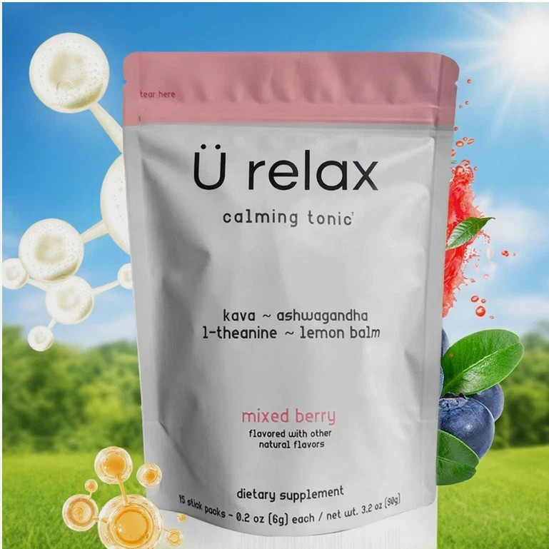 U Relax Calming Tonic- 15 Packets MIXED BERRY Flavor Relax Calming Drink 2 pack.