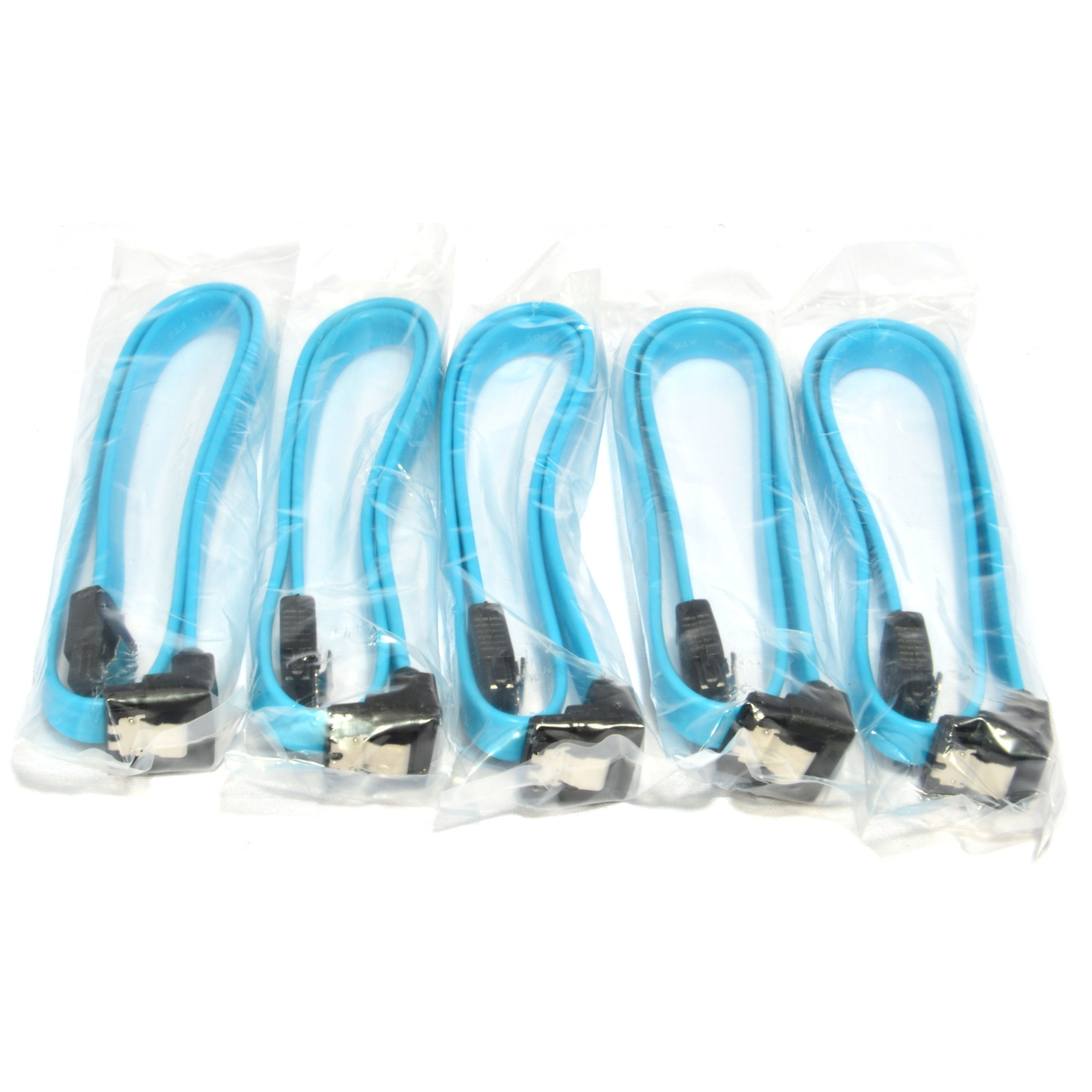 5x 18" SATA 3.0 Cable SATA3 III 6GB/s Right Angle SSD HDD Hard Drive, Blue