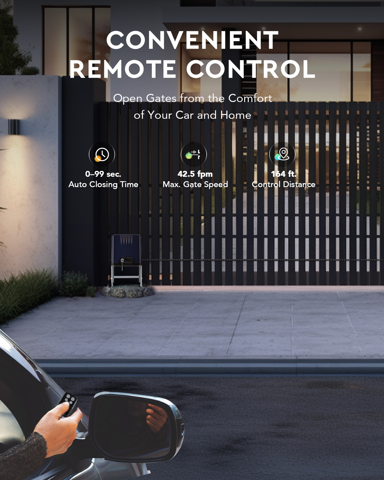 CO-Z 1800lb Electric Sliding Gate Opener with 2 Infrared Sensors & 2 Remotes