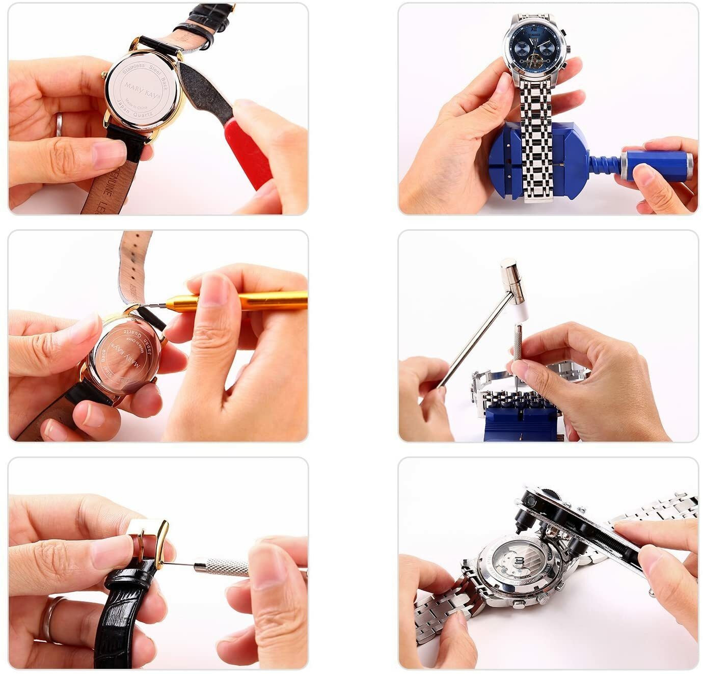 13-Piece Watch Repair Tool Kit Case Opener with Free Hammer and Carrying Case