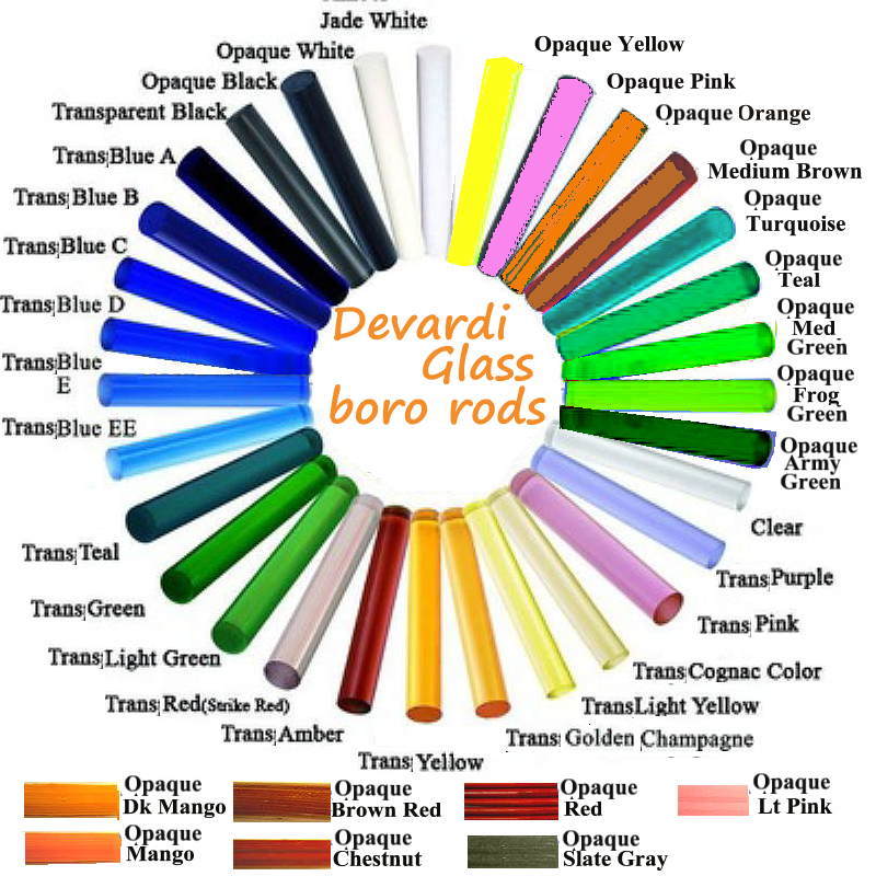 Devardi Glass COE 33 Boro 3 lbs Assorted Borosilicate Rods Lampworking, Blowing