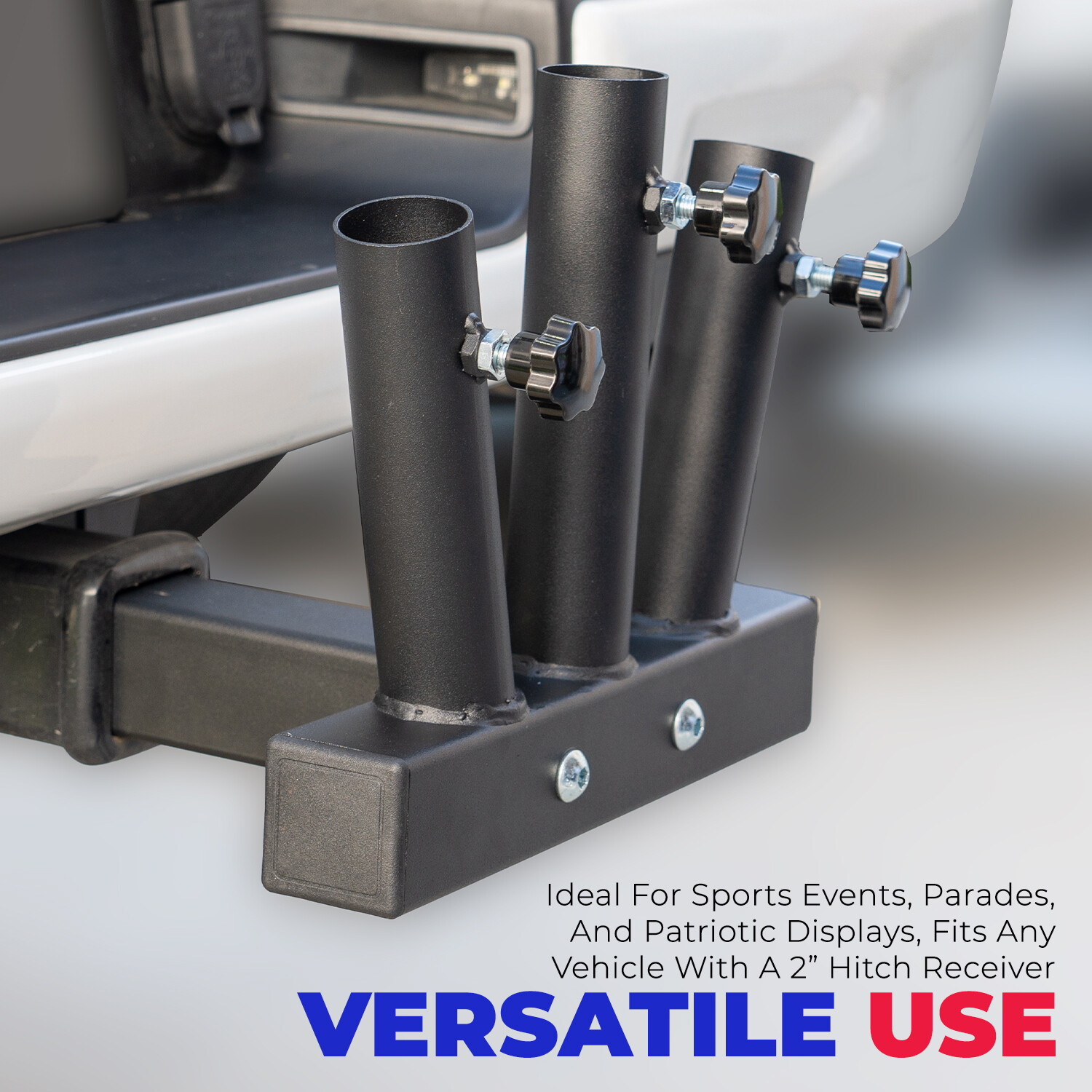 Stark USA Hitch Mount 3 Flag Pole Holder with 2-Inch Hitch Receiver, Flag Mount