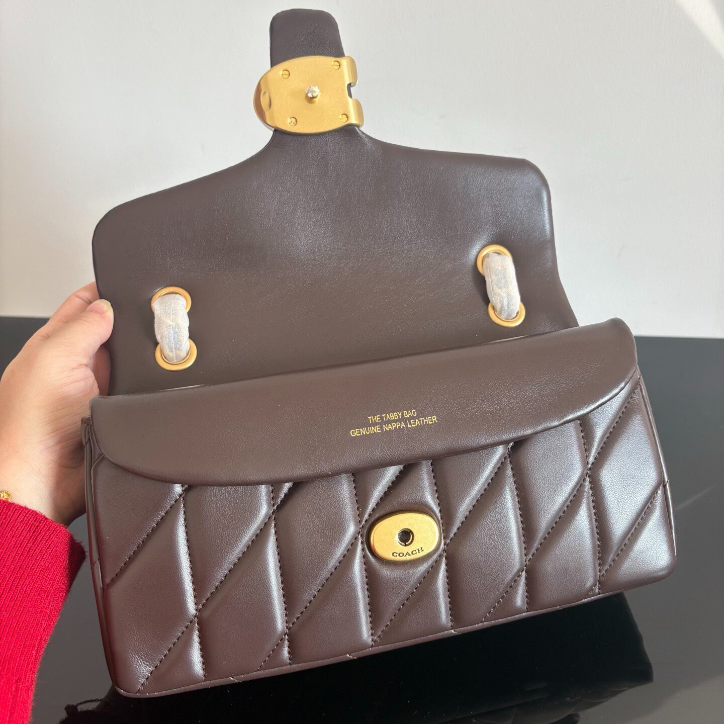 COACH Tabby 26 Quilted Shoulder Bag Leather Maple CP150