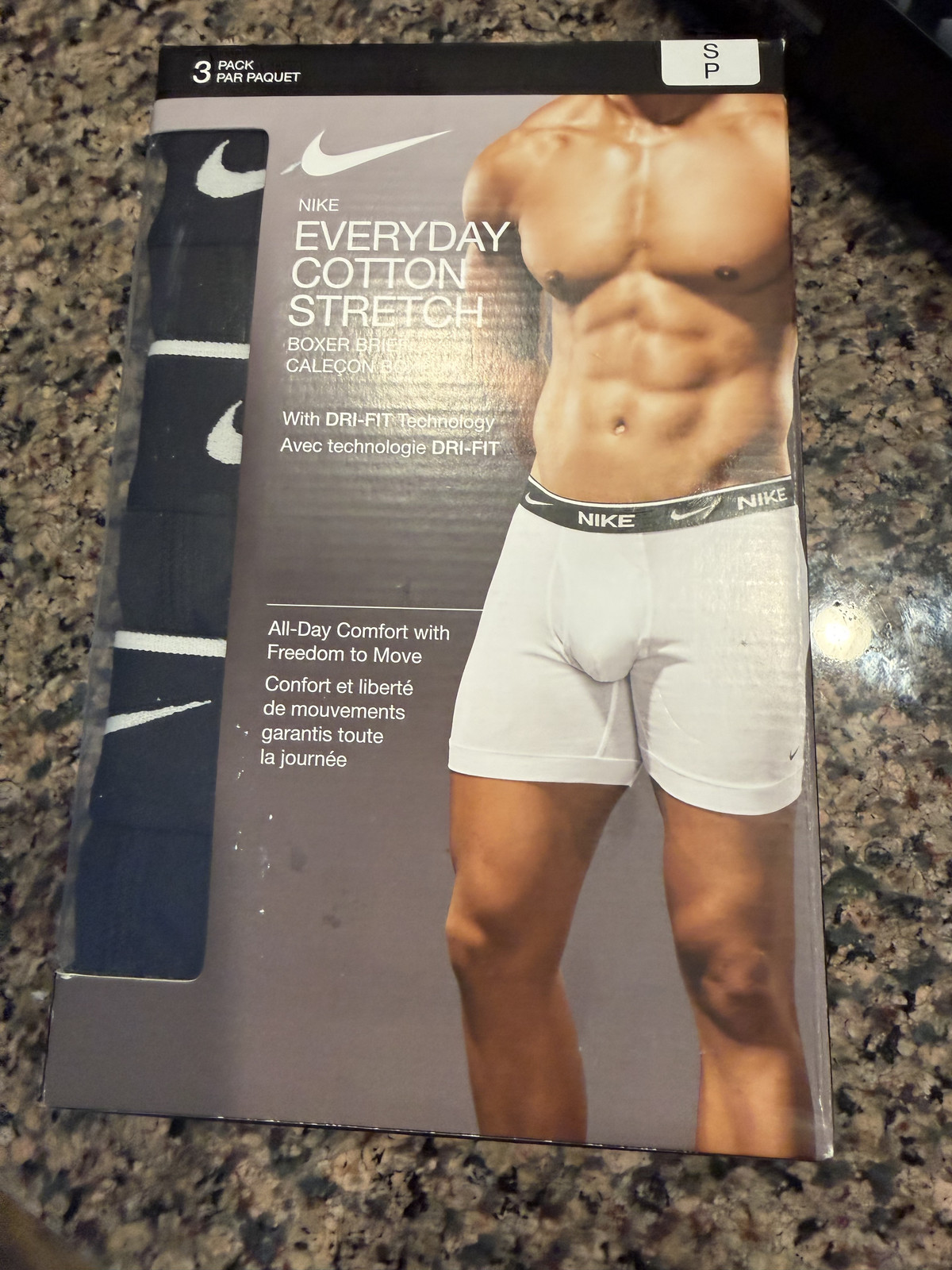 NEW Nike Everyday Cotton Stretch Dri-Fit Boxer Briefs 3 PACK Black & NAVY •Men's