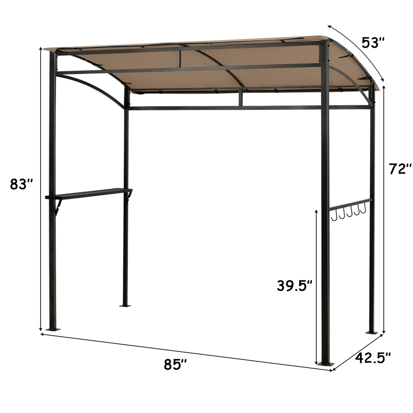 7'x4.5' Grill Gazebo Outdoor Patio Garden BBQ Canopy Shelter Storage Hook Brown