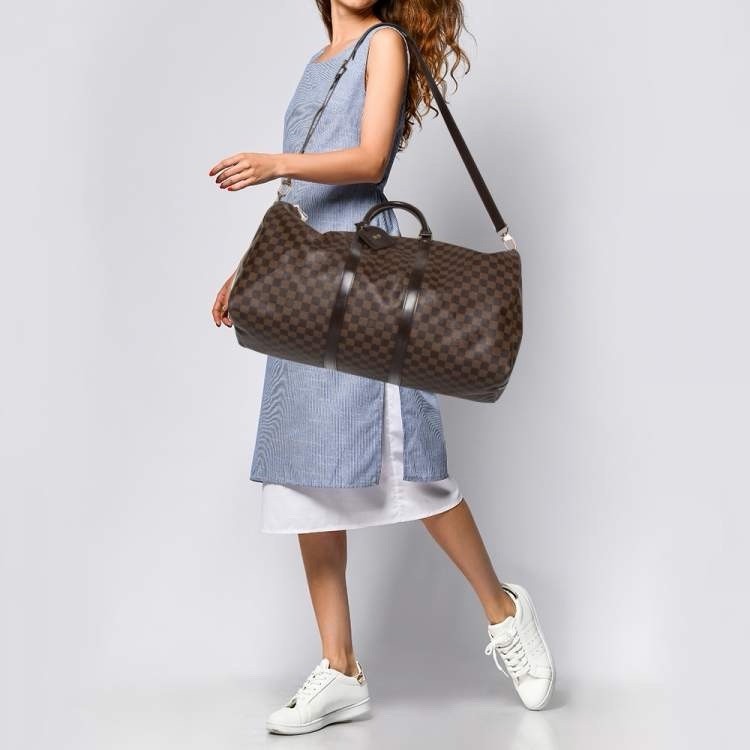 Louis Vuitton Name Tag Damier Ebene Dark Brown Goldtone Large AUTHENTIC