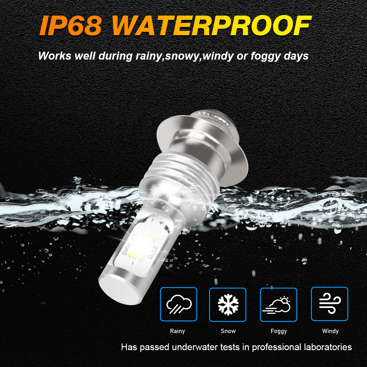 For Yamaha Rhino 450 660 700 Super White 80W H6M LED Headlight Bulbs 2X 6000K