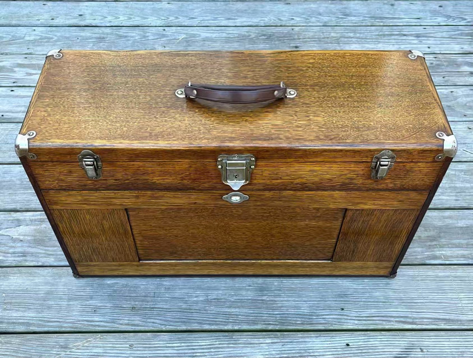 Vintage H. Gerstner & Son 11 Drawers Oak Wood Machinist Tool Chest Box Model 052