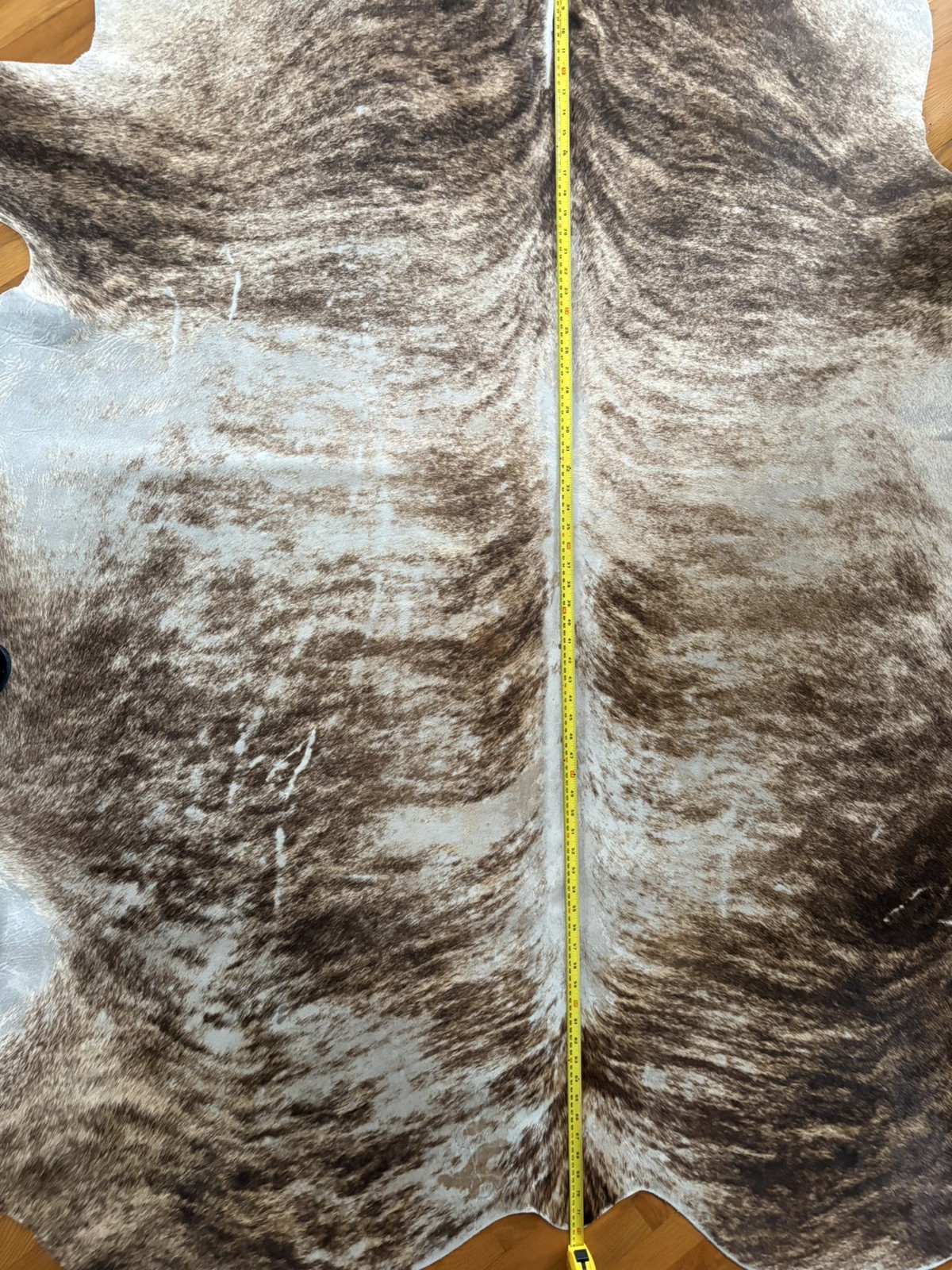 Brindle Gray Beige Natural Cowhide Rug 6 ft × 5.3 ft B.S. TRADING