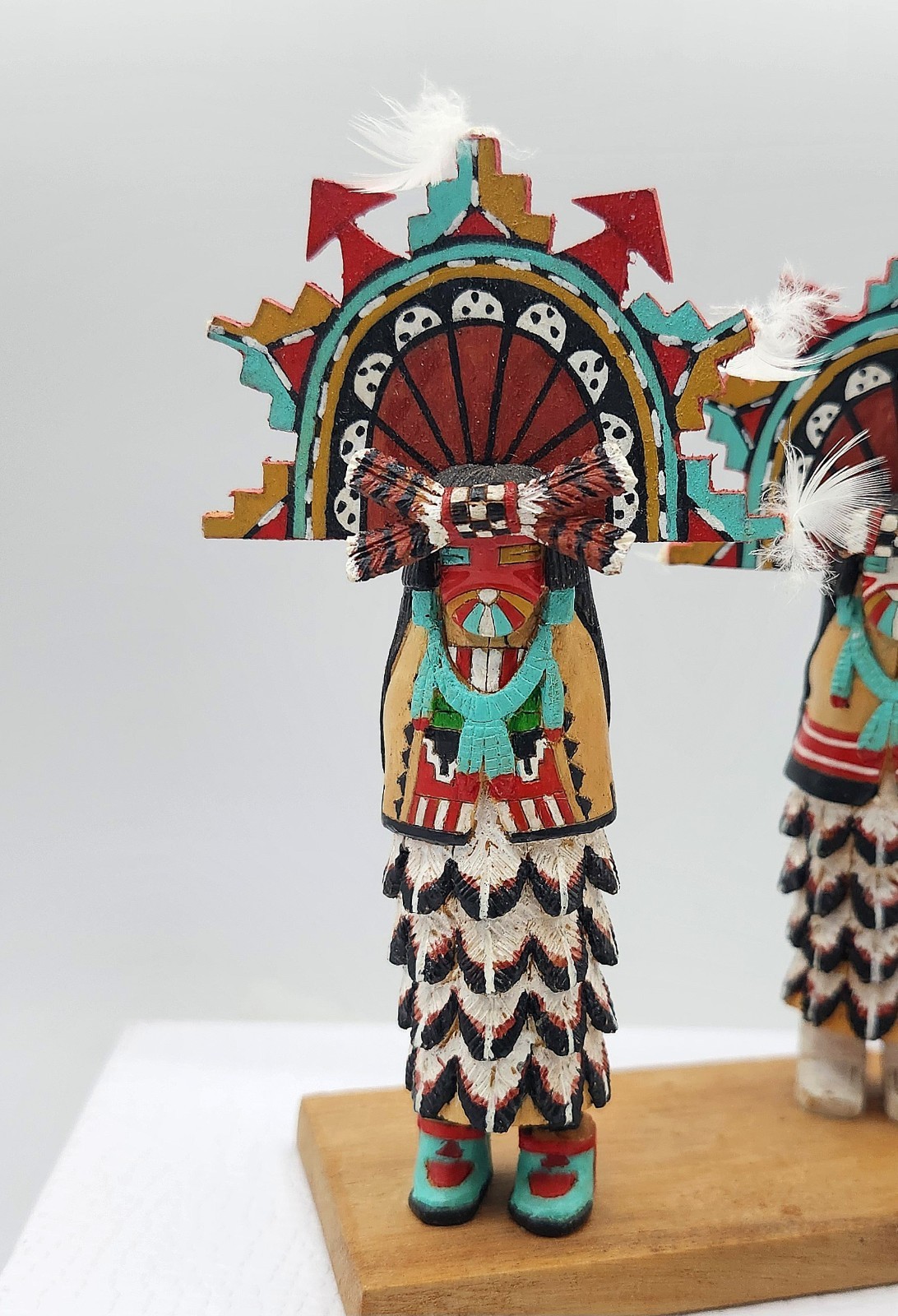 Vtg Wood Native American Hopi Salako Taka & Mana Kachina Figures M. Poseyesva Jr