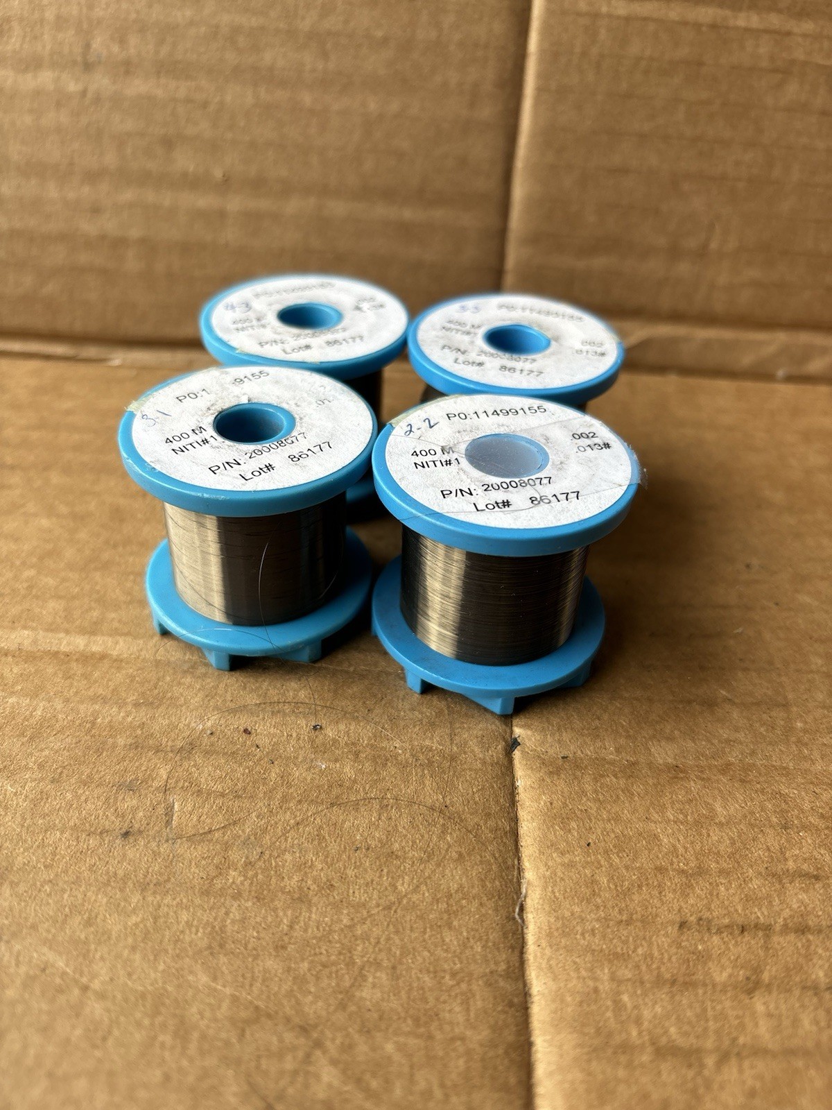 4 Spools Medical Braid Wire PO: 11499155 400 NITI#1 End Braid Wire Used ( 4)