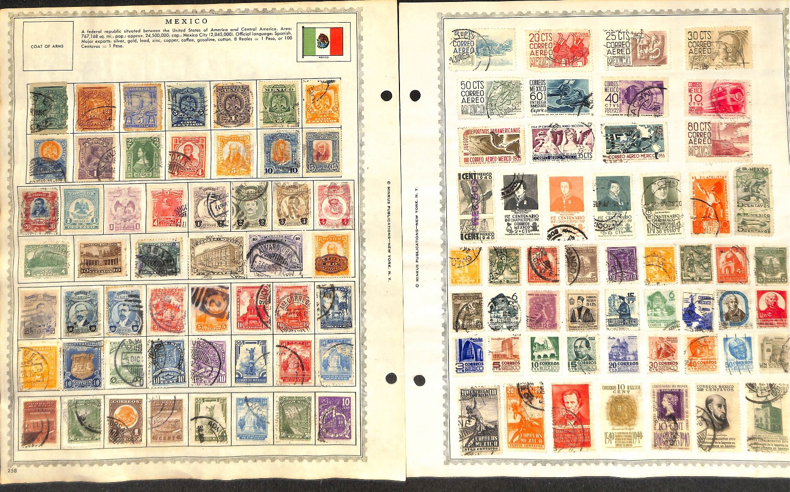 Mexico Stamp Collection on 8 Minkus Pages, 1863-1956 (BL)