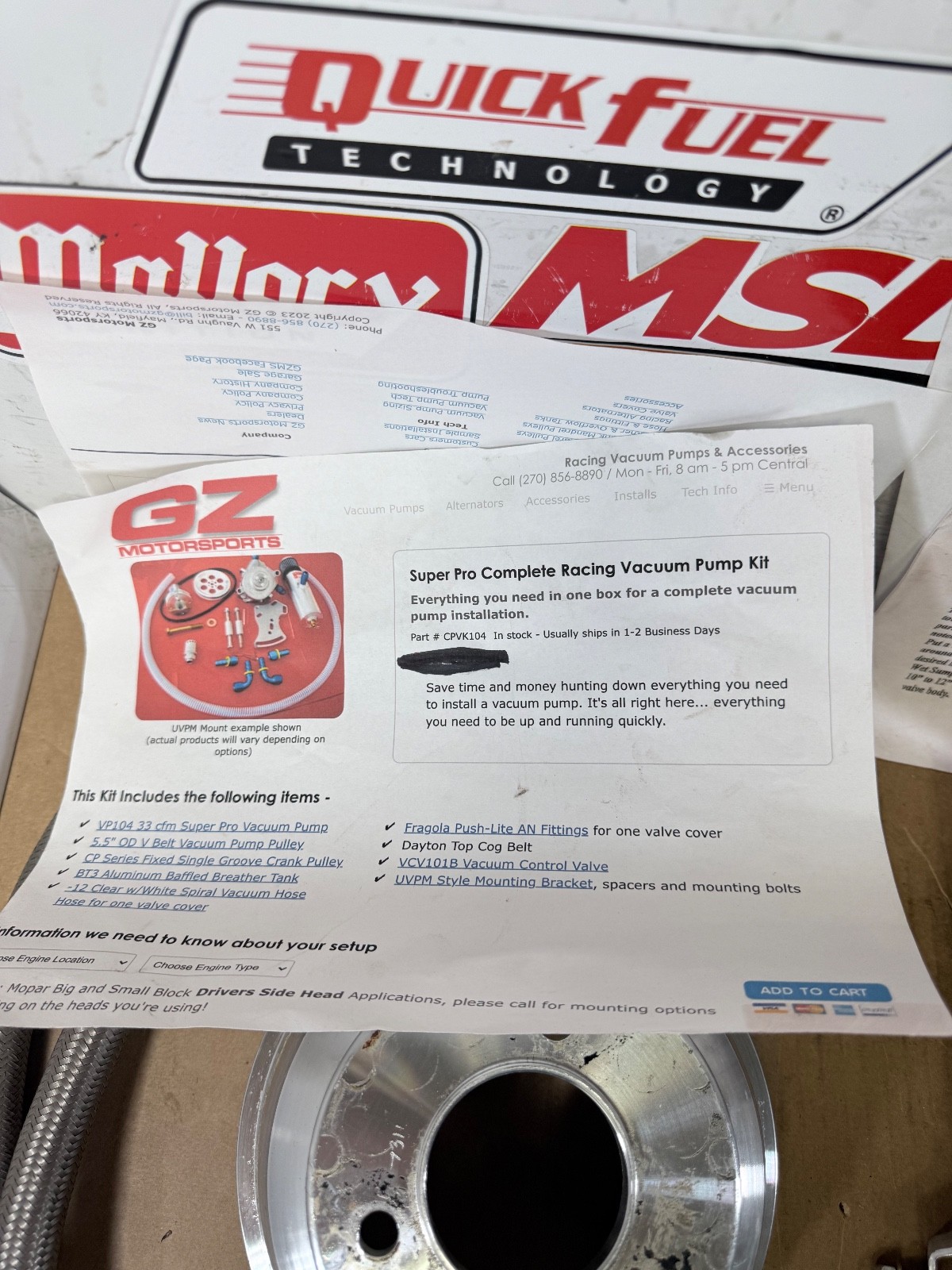 BBC CHEVY GZ MOTORSPORT VA104 RACING VACUUM PUMP STREET/STRIP