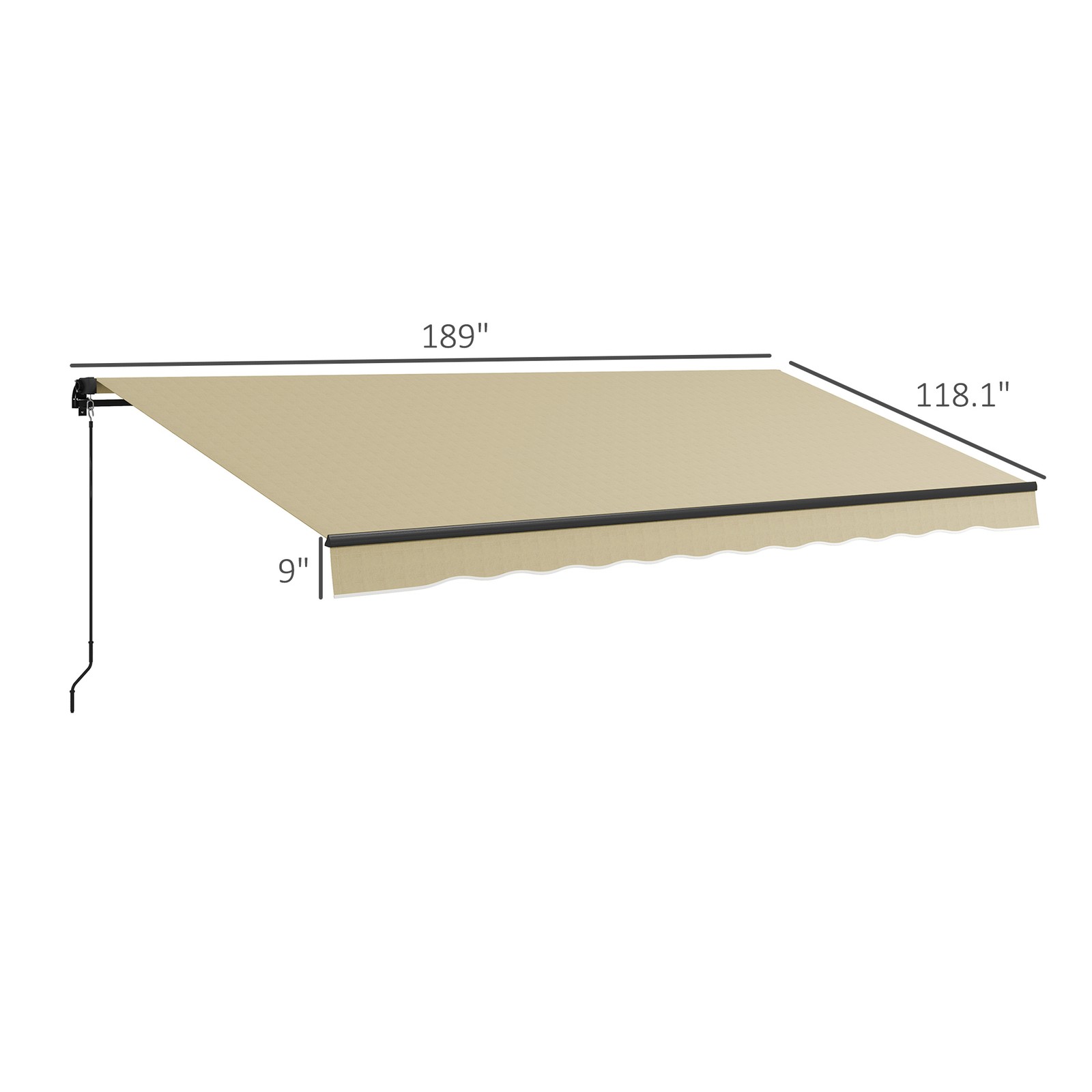 Outsunny 16' x 10' Patio Retractable Awning Sunshade Shelter, Beige