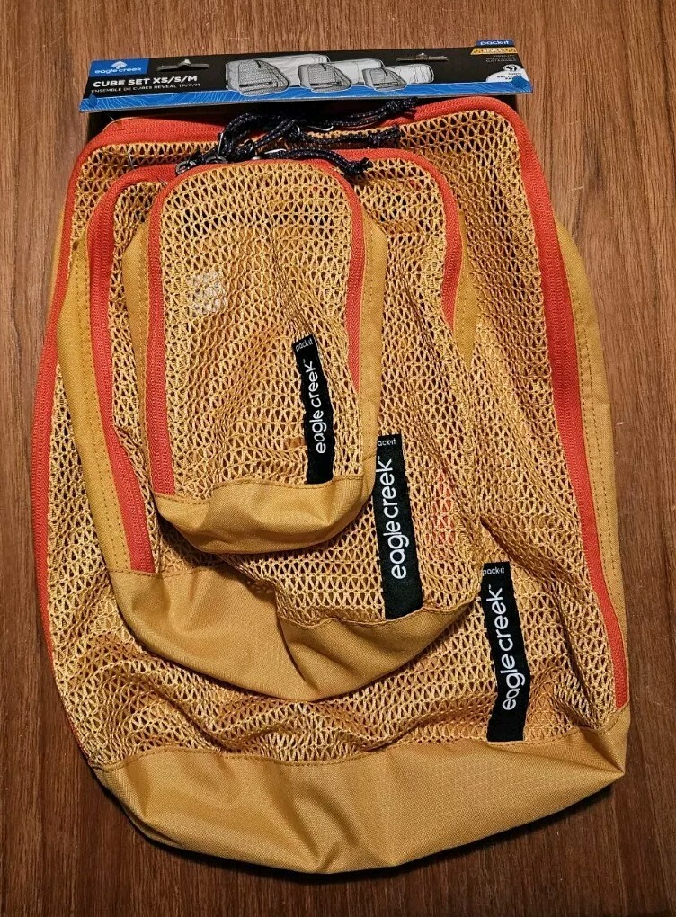 Eagle Creek Pack It Reveal 3 Piece Packing Cube Set XS, S, M NEW Sahara Mesh