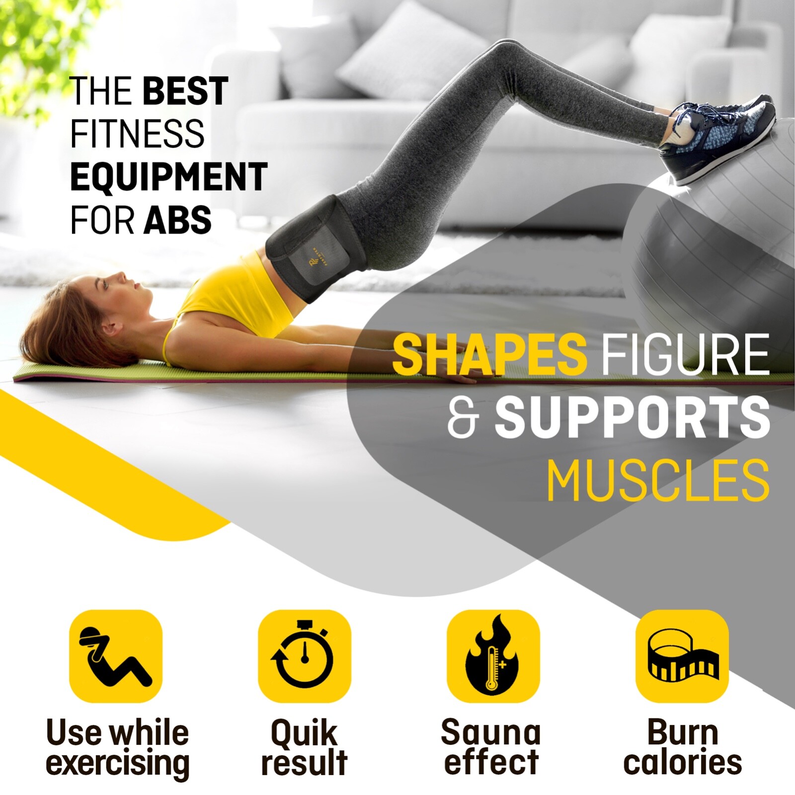 Waist Trainer for Women & Men Lower Belly Support Belt Sauna Effect Black L Size