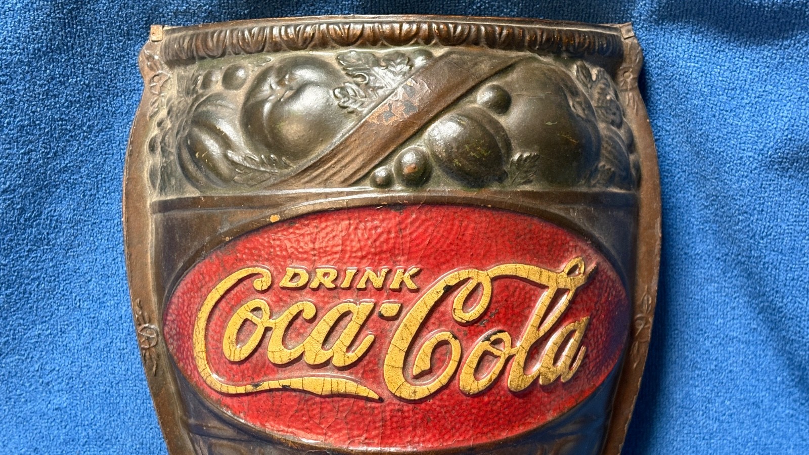 Coca Cola Original Wall Pocket Sconce Scarce Coke c.1925 Advertising Wall Sign