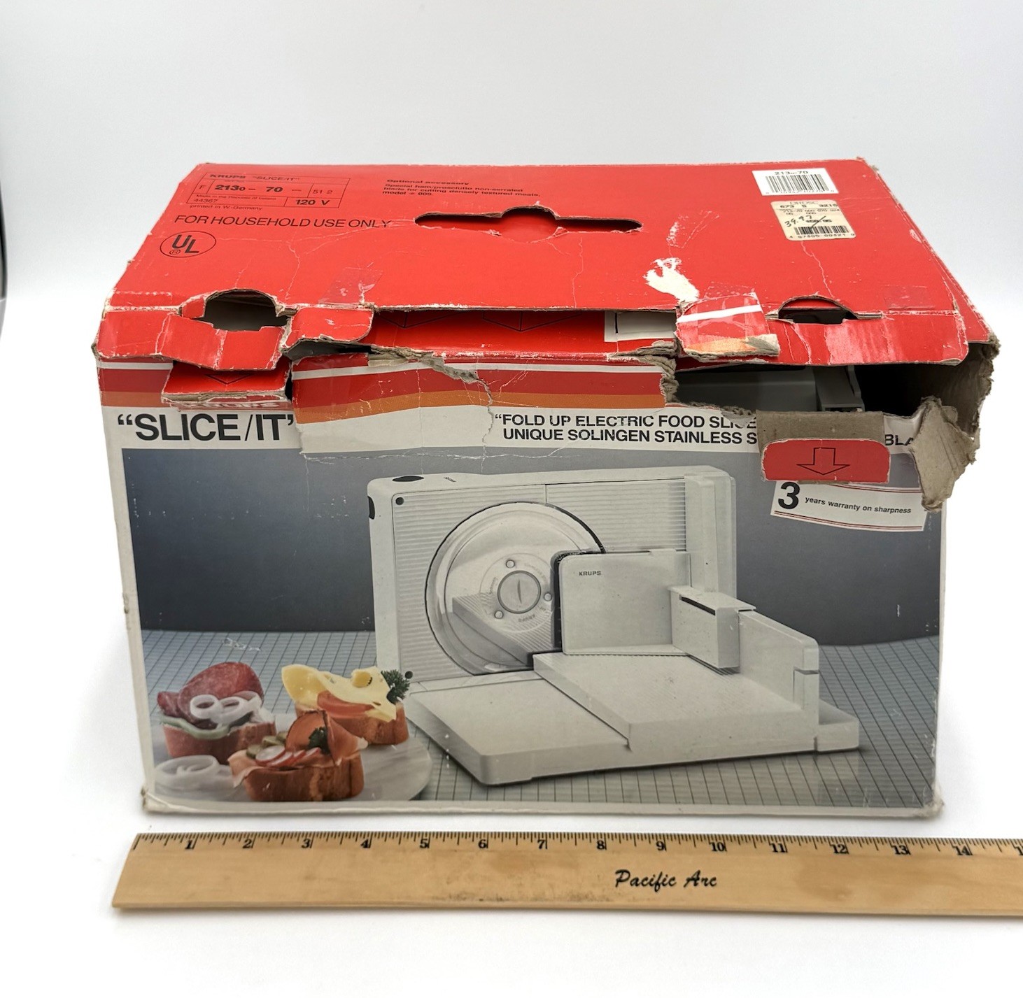 KRUPS Slice It Model 213 Electric Food Slicer Fold Up Tested w Box VTG