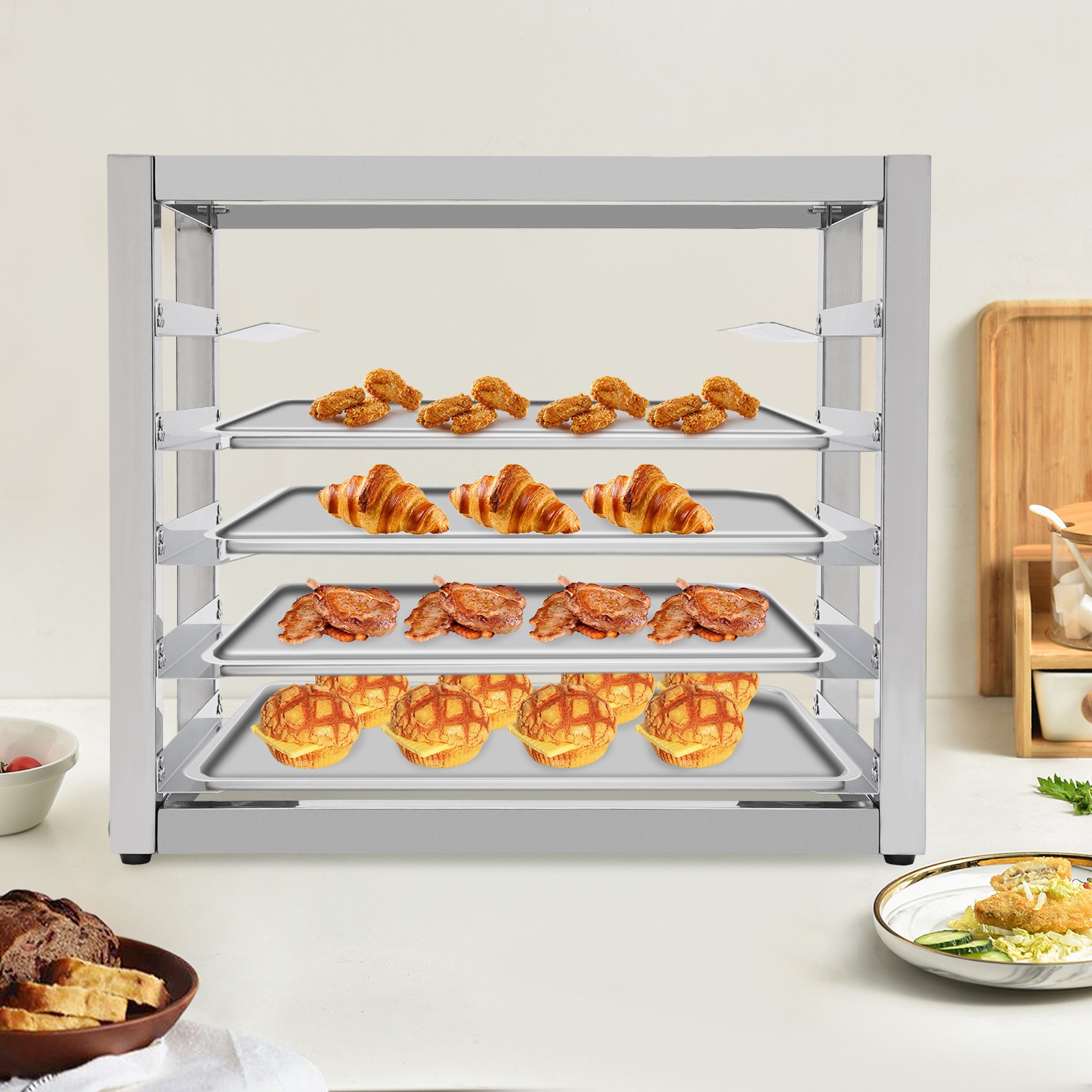 5-tier Kitchen Pan Rack Stainless Steel Baking Tray Rack Tabletop Bakery Rack