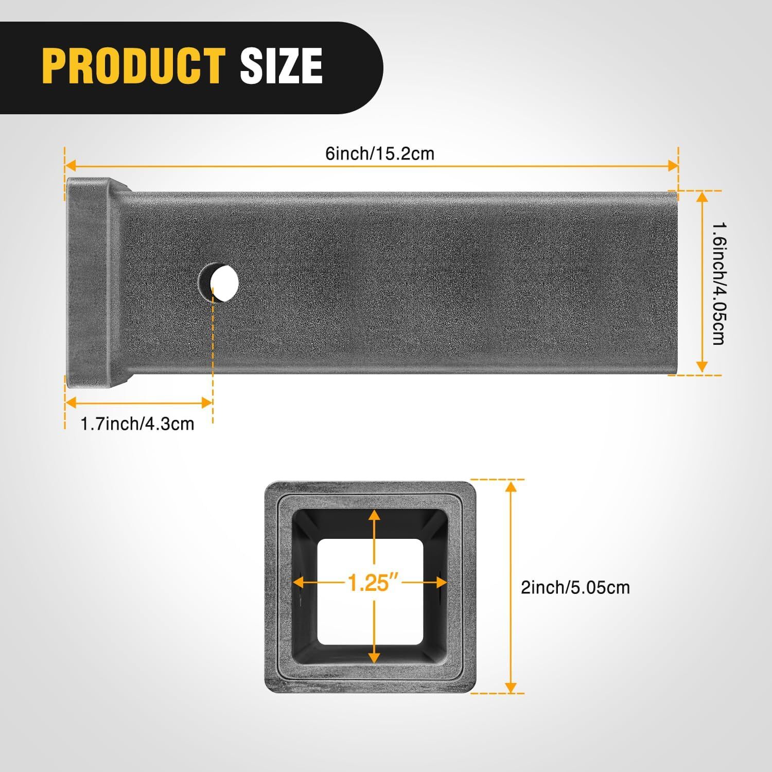Hitch Adapter 6 Size Combo Bar Trailer Receiver Tube Weld-on Raw Steel Hitch Bar