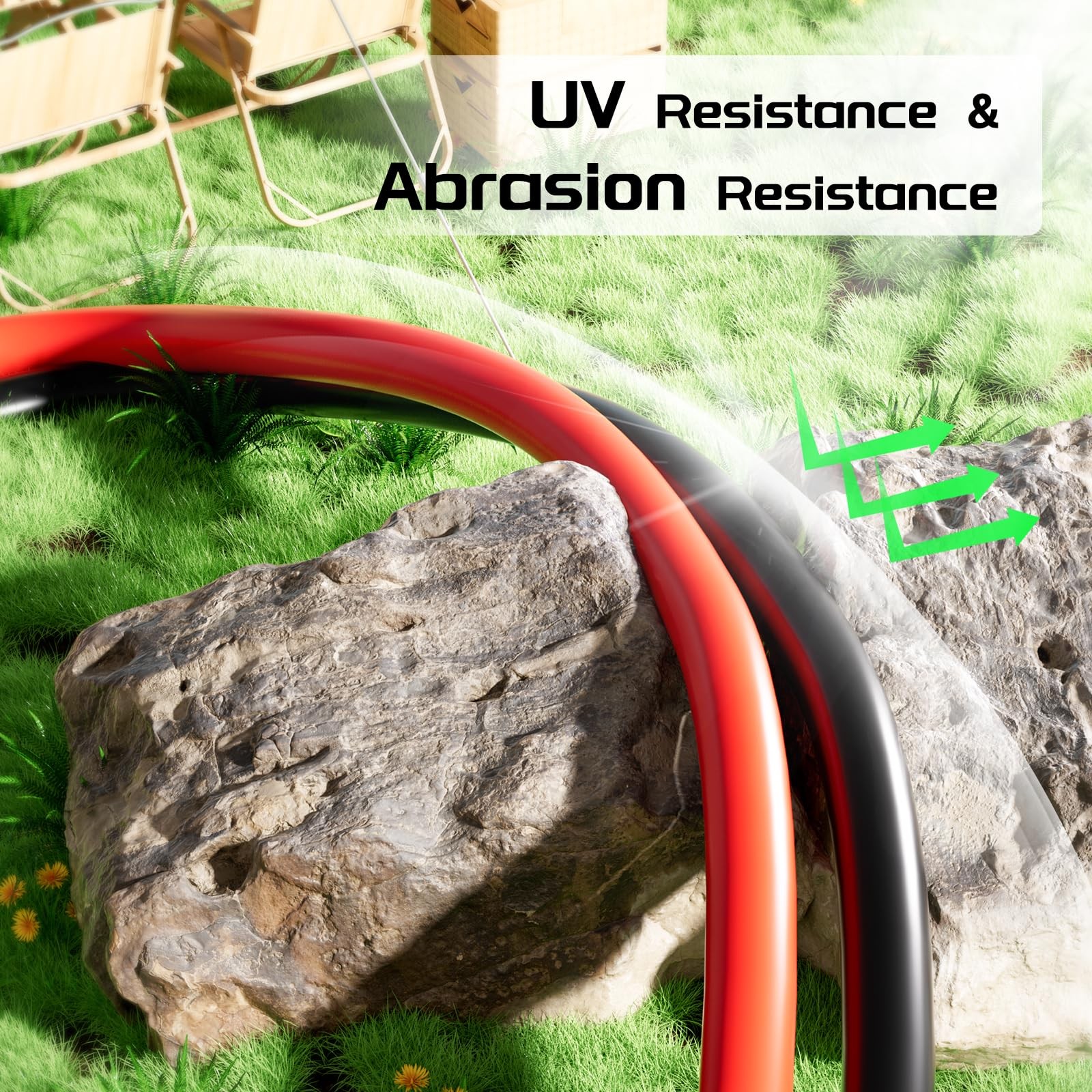 Bateria Power Solar Panel Wire 50Ft Black and Red 10AWG, Black+Red