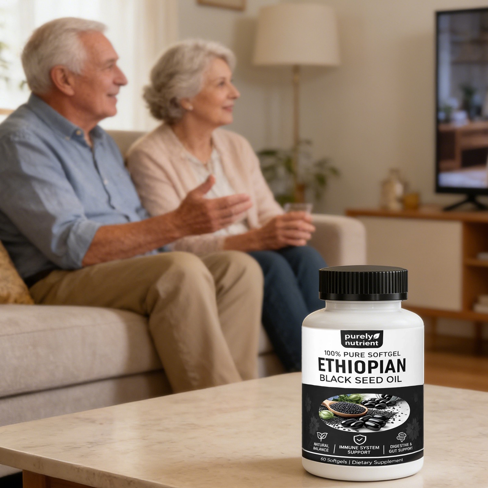 Ethiopian Black Seed Oil Softgels |4.64% Thymoquinone |Gluten-Free, 60 Capsules