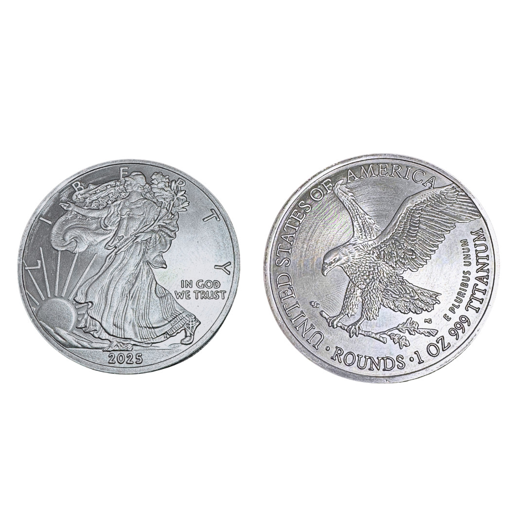 2 American Eagle Liberty Walking Coins TROY OUNCE OZ .999 Pure TITANIUM Rounds