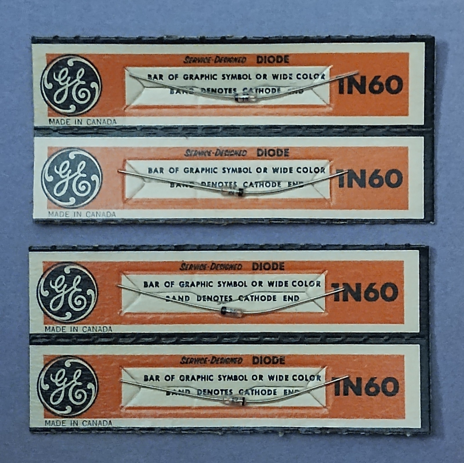 Genuine 1N60 GE Small Glass Body Germanium Diode, NOS, Original Packaging