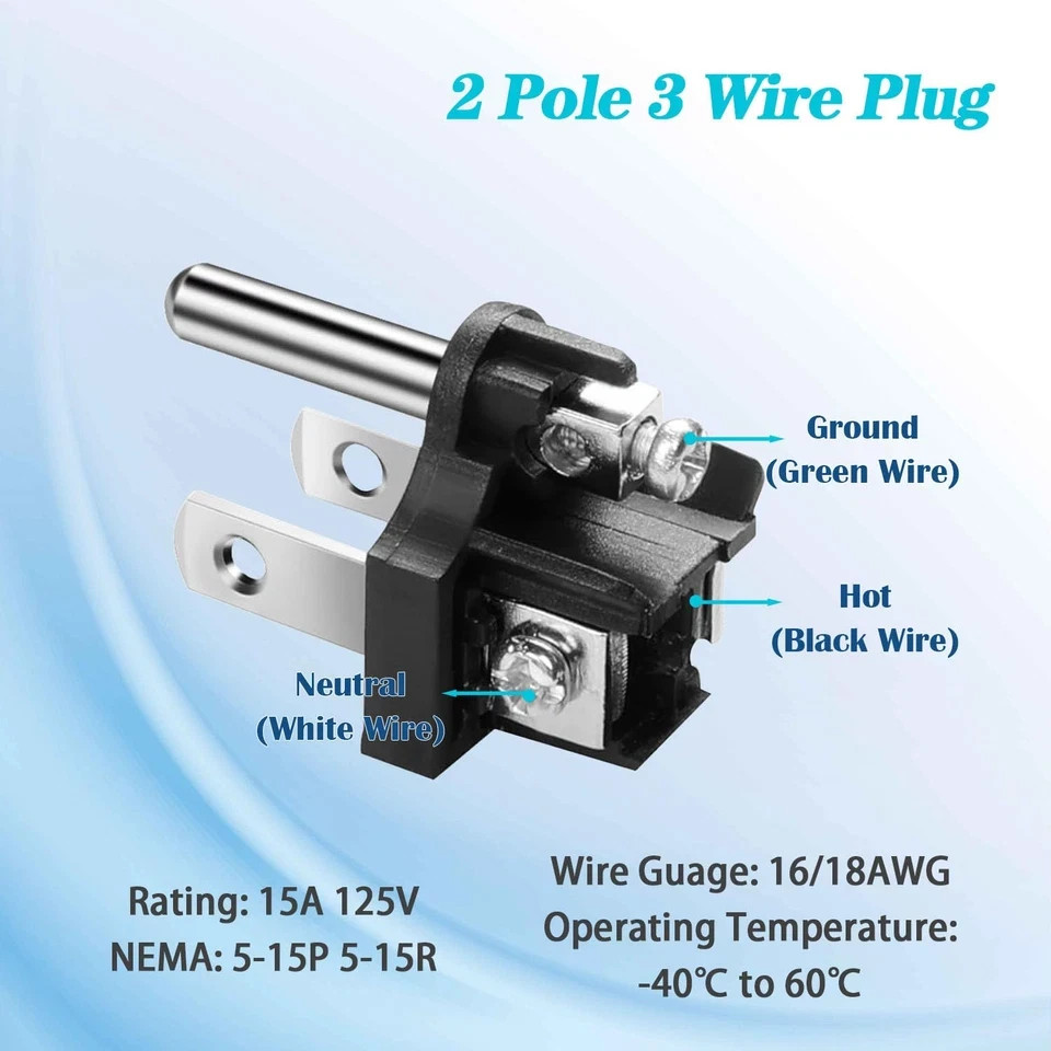 4PCS Electrical Replacement Plug 3 Prong Male Plug End Extension Cord Replacemen