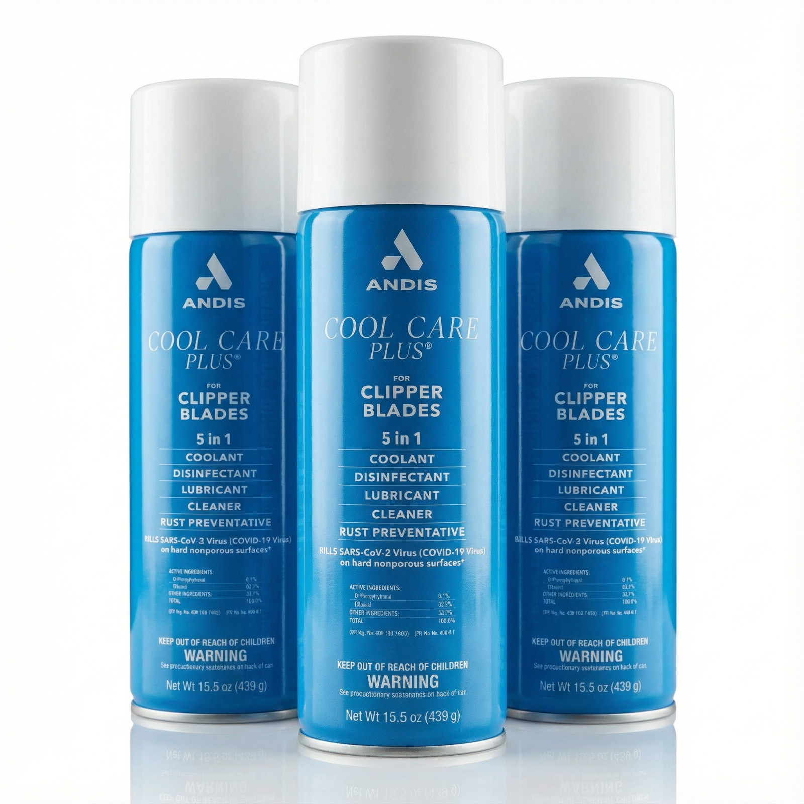 Andis Cool Care Plus Clipper Blade Spray 15.5oz 3 Pack Lubricant Cleaner Coolant