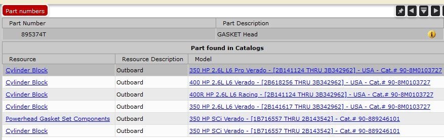 New OEM Mercury Cylinder Head Gasket (350/400/400R) - Part # 895374T