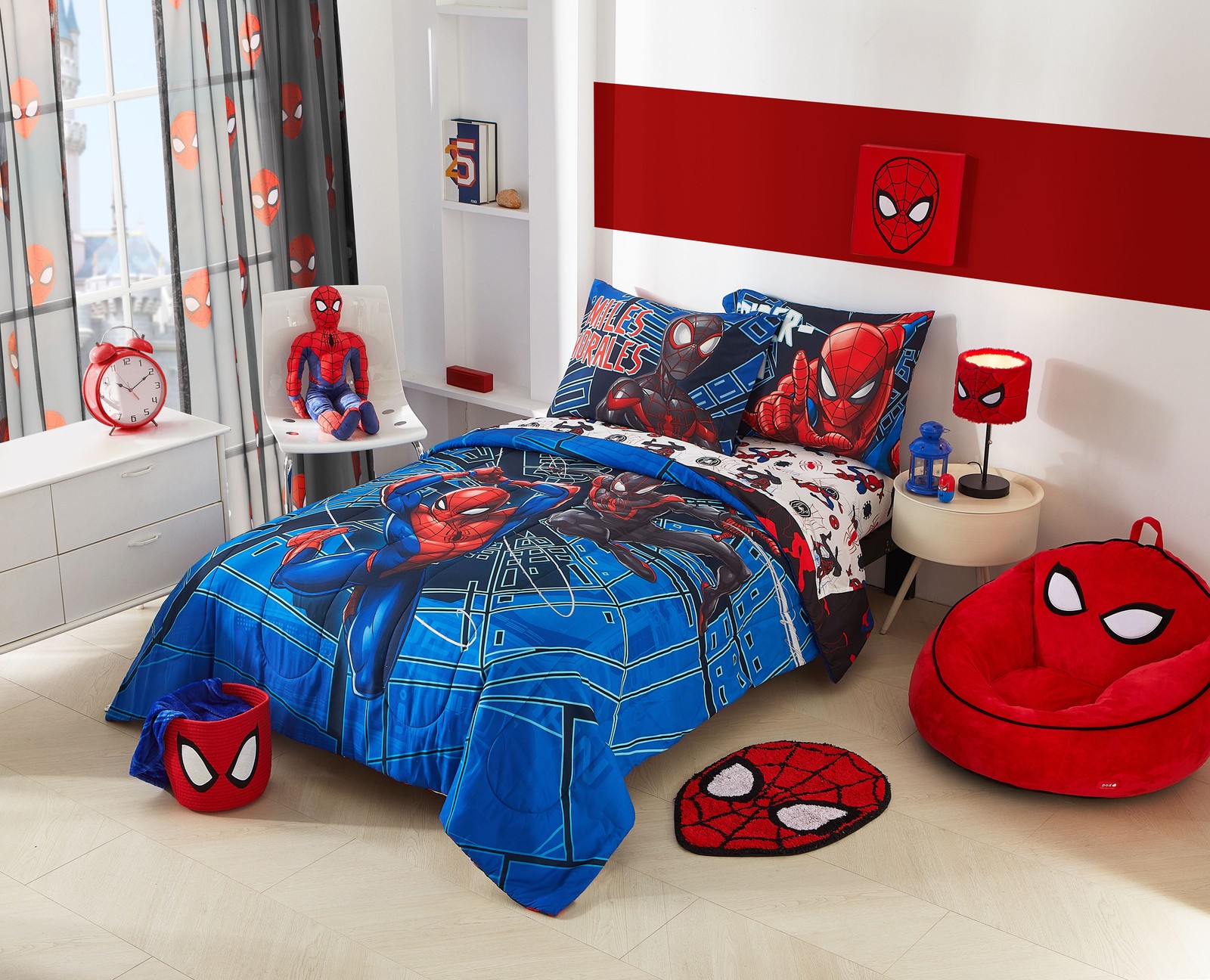 Marvel Spiderman Compressed Foam Bean Bag Chair for Kids, Red
