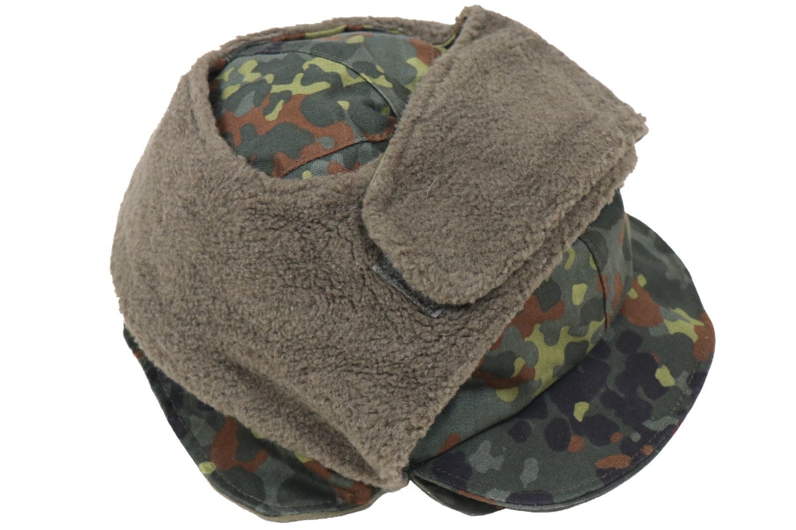 Large (59) - Used German Bundeswehr Flecktarn Winter Field Cap Hat Fleck Camo