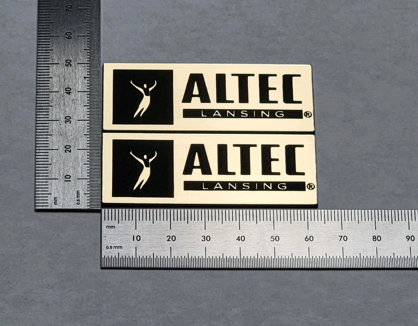 Altec Lansing Speaker Badge Logo Emblem Premium Brushed Gold Pair With Adhesive
