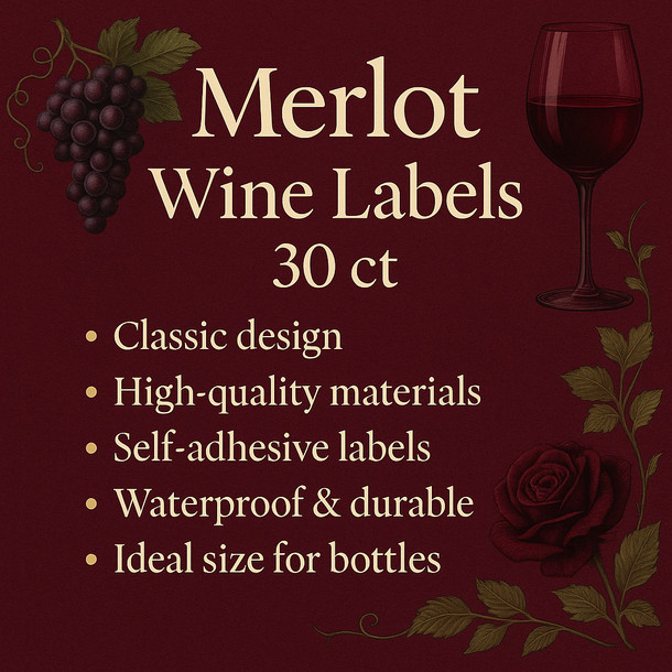 LD Carlson Merlot Wine Labels 30 ct