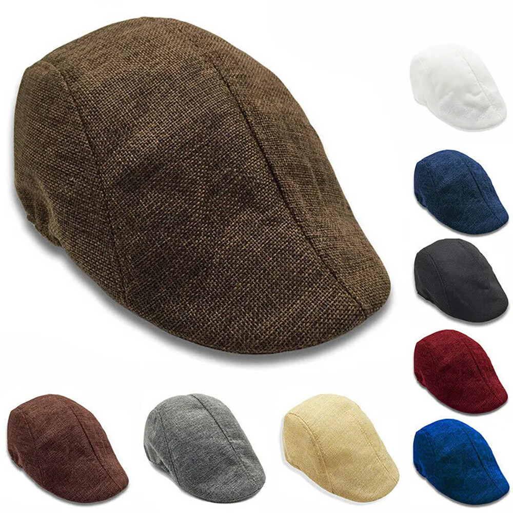 Woven Flat Gatsby Cap Mens Summer Sun Flat Cabbie Newsboy Ivy Hat Golf Driving