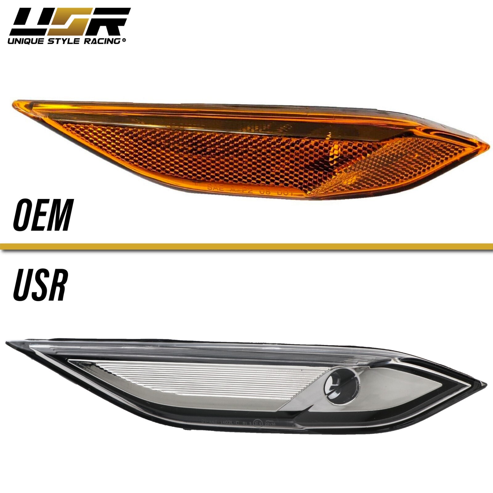 Euro CLEAR White-Out Bumper Side Marker Light Pair For 11-14 Porsche Cayenne 958