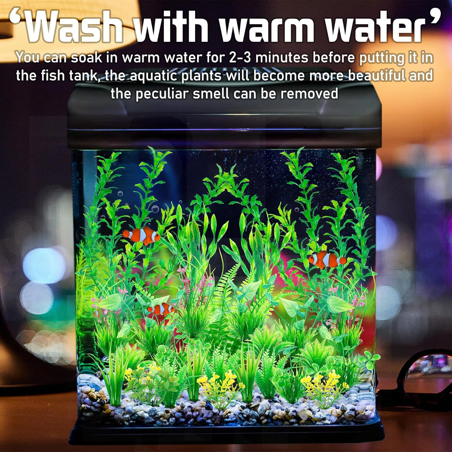 Artificial Green Plastic Plants 26 PCS for Fish Tank Decorations Fish Tank Decor