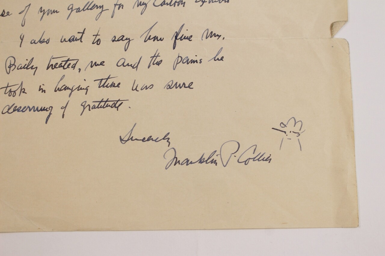 VTG Franklin P Collier Boston Traveler Cartoon Cartoonist Letter Signed Original