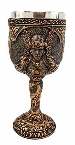 Ebros Goddess Valkyrie 7oz Resin Wine Goblet Chalice With Stainless Steel Liner