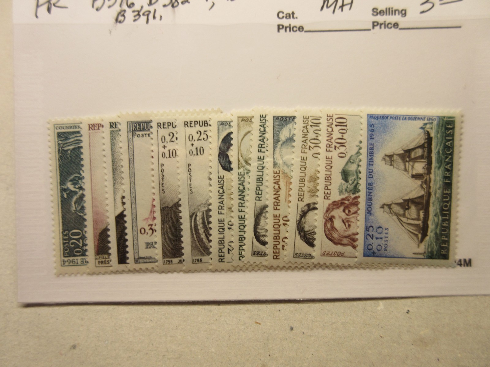 FRANCE: B376, B382-4, B385-6, B391, MH, Lot33, Cat $3.50