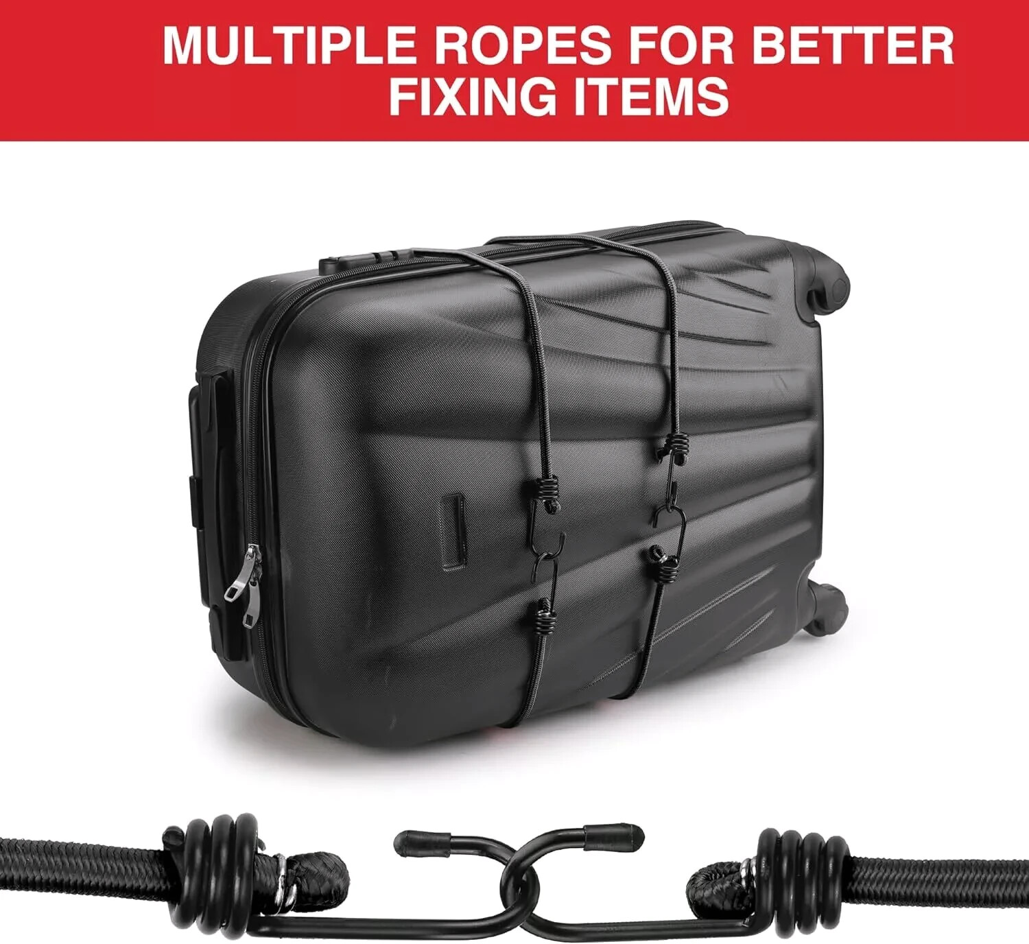 8mm HEAVY DUTY BLACK MARINE GRADE BUNGEE CORD Tarp Tie Down Strap 12-20-24-30-40