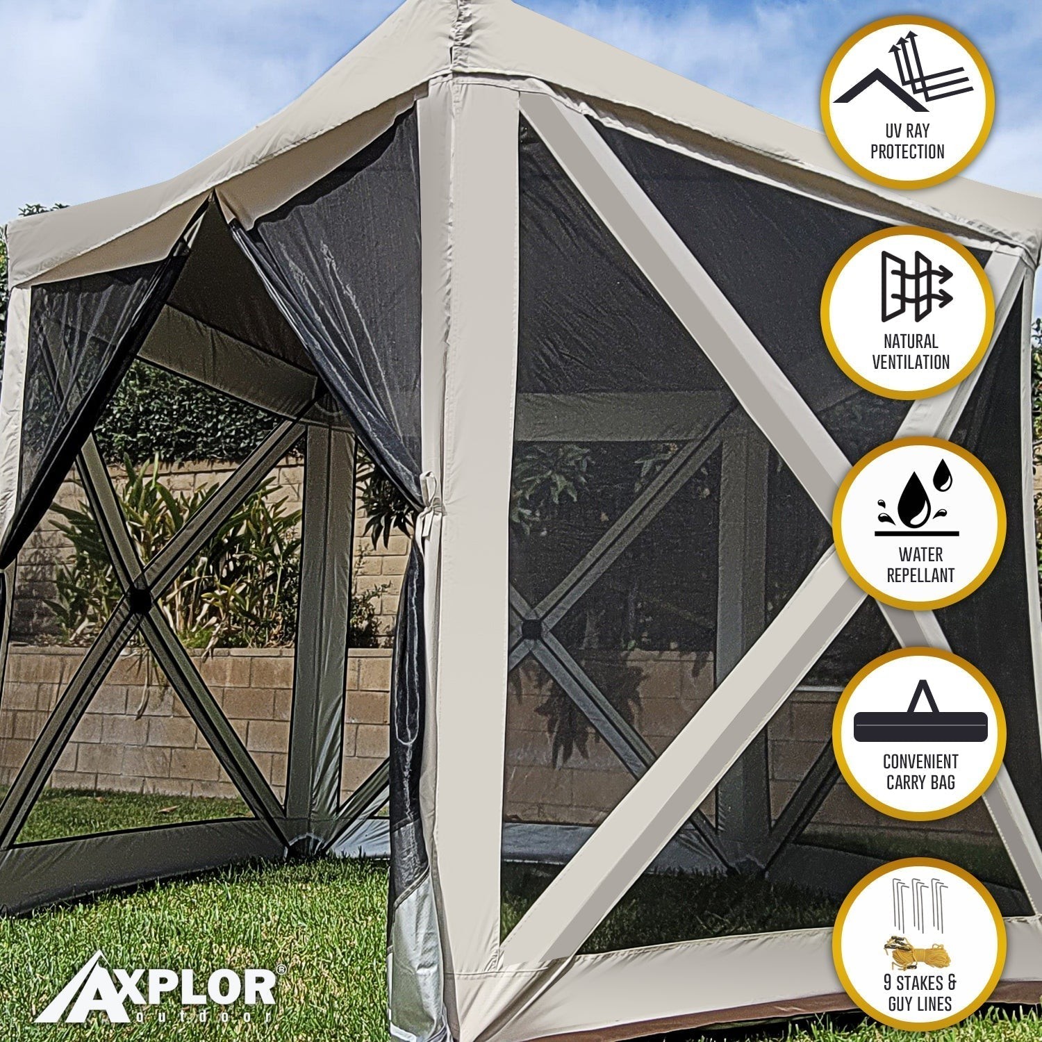 AxplorOutdoor Rapid Tent 8.5ft X8.5ft Portable Pop-Up Canopy with Carry Bag