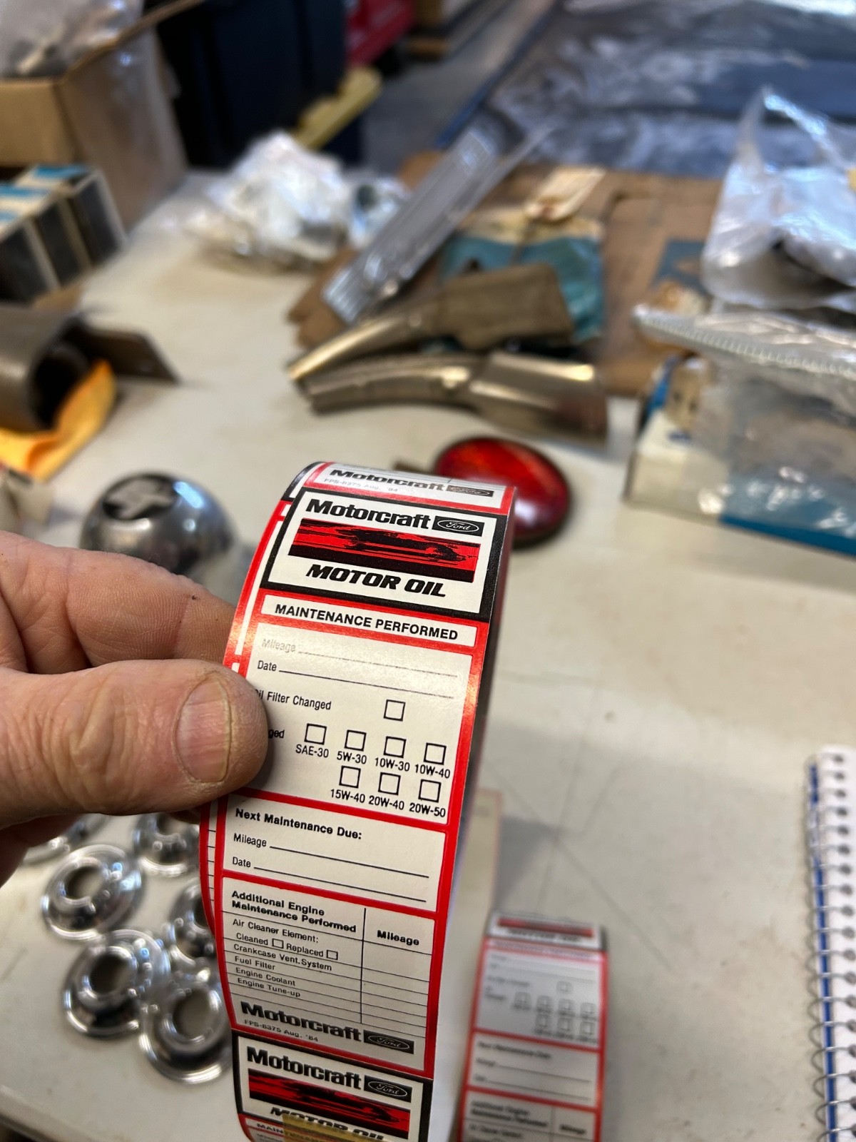 Vintage Ford Motorcraft Oil Change Maintenance Stickers FROM THE ROLL