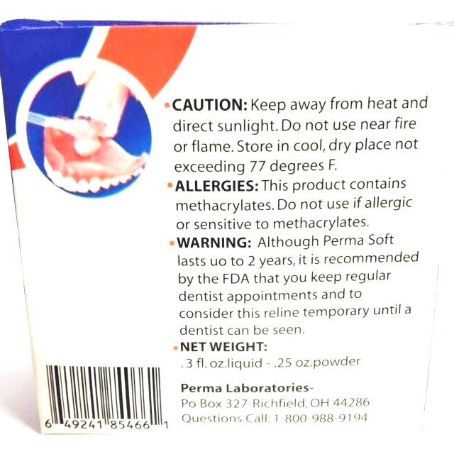 Perma Soft Denture Reliner Kit --1 Kit -Reline for UPPER or LOWER Denture