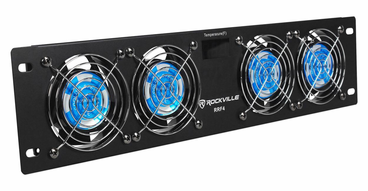 Rockville RRF4 19" Rack Mount 4 Fan Cooling System with LED Temperature Display