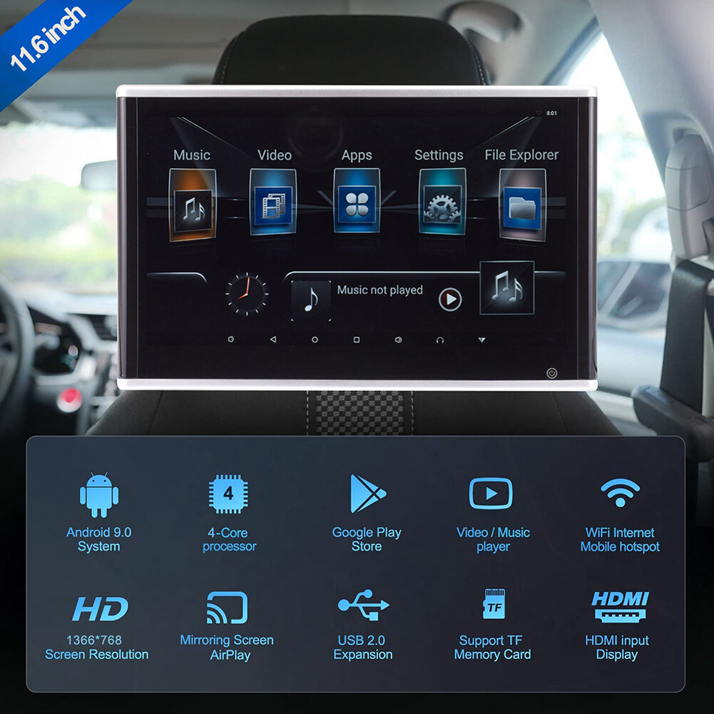 11.6in Android 9.0 Headrest Monitor Video Player for Car TV Touch Screen WiFi US