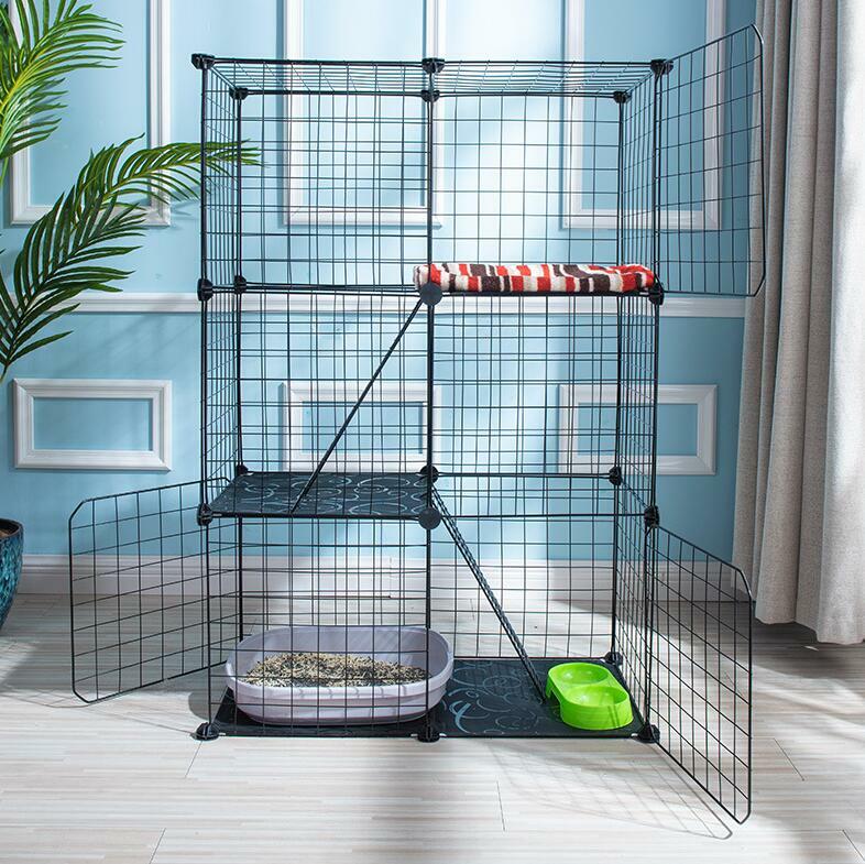 3-Tier Cat Cage Folding Matal Wire Cat Crate Kennel Pen Pet House Furniture DIY