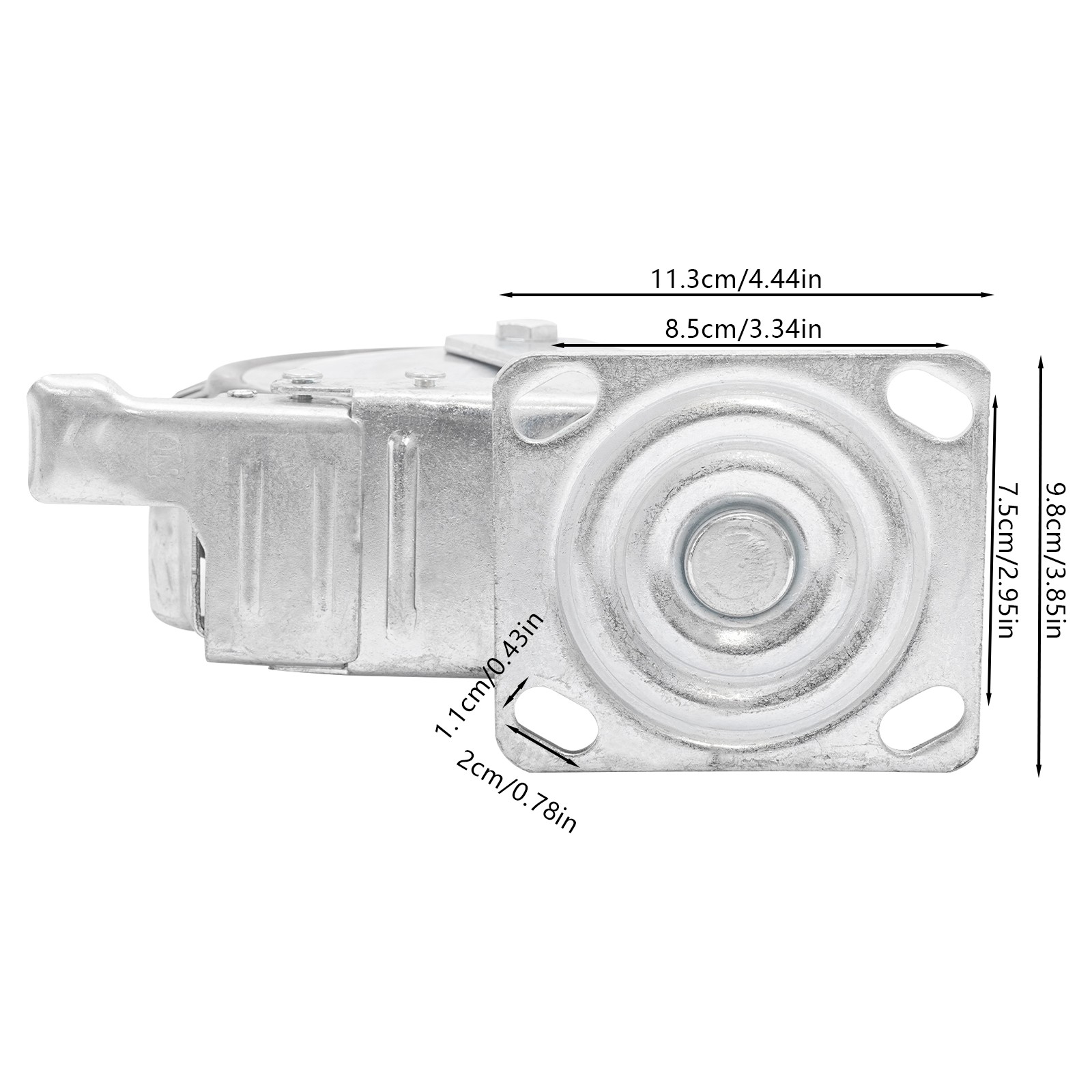 4PCs 8 inch Dustproof Handling Wheels Fixed+Brake Heavy Duty Solid Caster Wheels